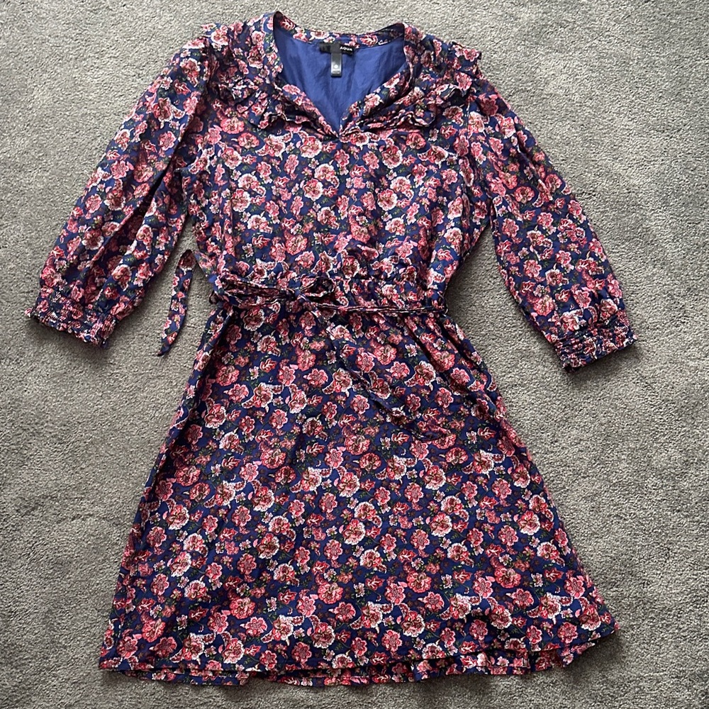 Aqua Blue Ruffle Floral Dress size S